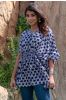 Navy Blue Batik Kaftan Top