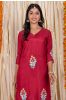 Scarlet Maroon Embroidered Kurta 