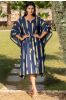 Navy Blue Printed Rayon Kaftan