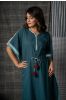 Teal Green Block Print Kaftan