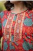 Red Block Printed Kurta 