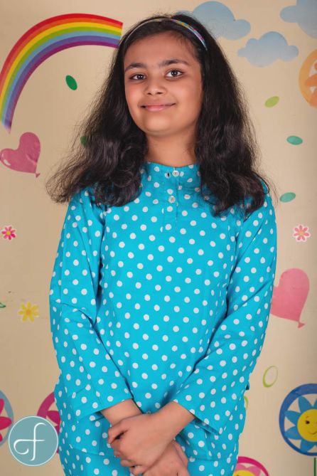 Blue Polka Dot Kids Cotton Night Suit