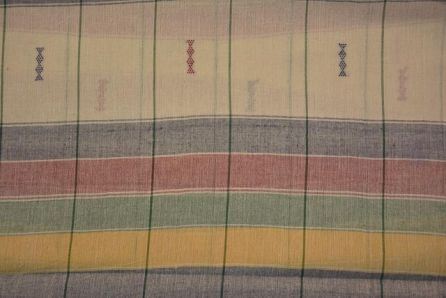 Multi Color Striped Organic Handloom Cotton Fabric